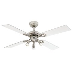 PEARL Ø105 cm, teras, kolme suunatava valgustiga laeventilaator hind ja info | Ventilaatoriga valgustid | kaup24.ee