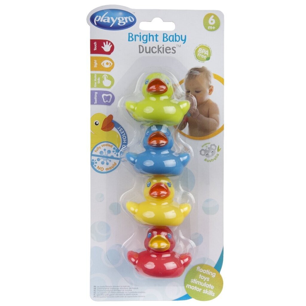 PLAYGRO täielikult suletud vannimänguasjad Bright Baby Duckies, 0187480 hind ja info | Imikute mänguasjad | kaup24.ee