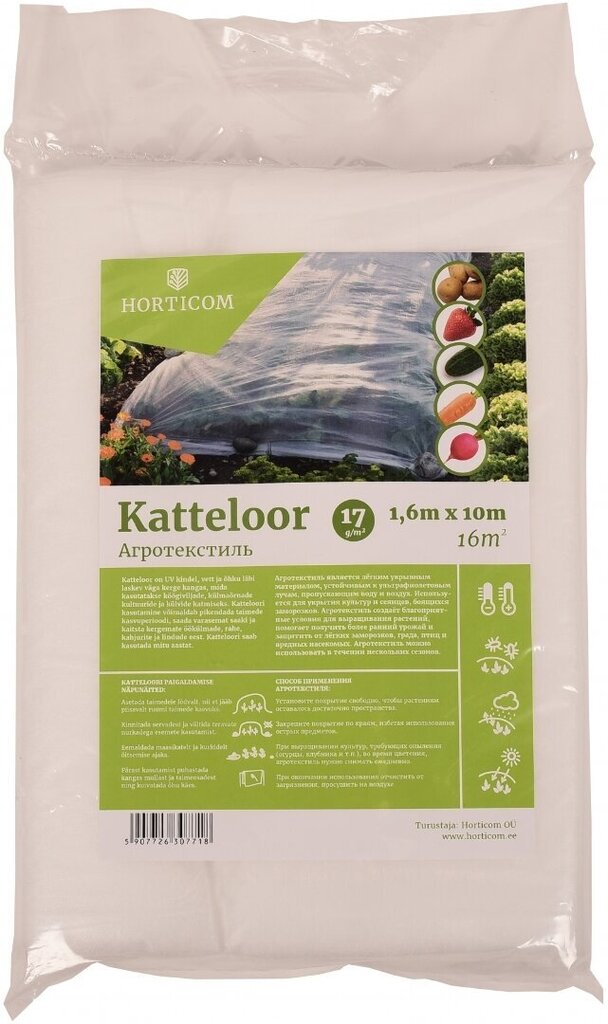 Katteloor Horticom 17g/m2 1,60 x 10m 16m2 hind ja info | Aiatööriistad | kaup24.ee