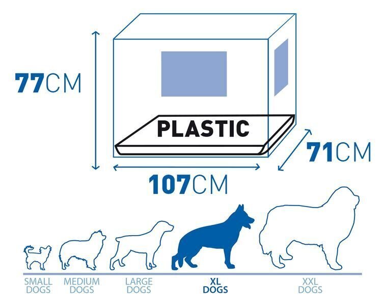 Duvo+ puur 2 ukse ja plastikalusega XL / 107x71x77cm must hind ja info | Transportkorvid, puurid | kaup24.ee