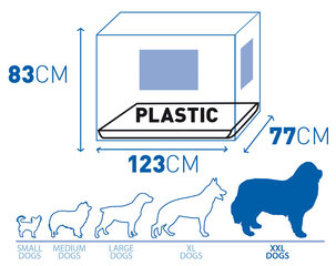 Duvo+ puur 2 ukse ja plastikalusega XXL / 123x77x83cm must hind ja info | Transportkorvid, puurid | kaup24.ee