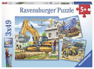 Ravensburger puzzle 3x49 tk. Suured töömasinad цена и информация | Пазлы | kaup24.ee