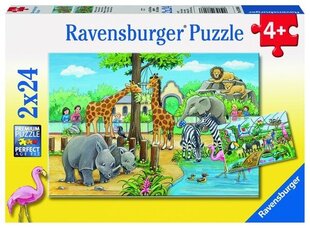 Ravensburger puzzle 2x24 tk Loomaaed цена и информация | Пазлы | kaup24.ee