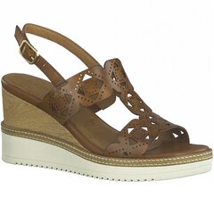 Tamaris nahast naiste kiilkontsaga kingad, konjakipruun 907148455 hind ja info | Naiste sandaalid | kaup24.ee