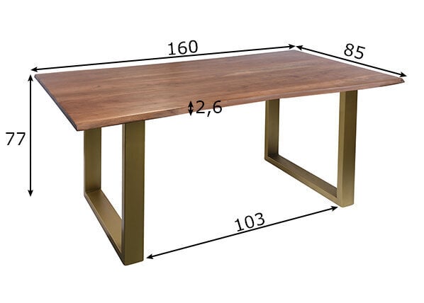 Söögilaud Tische, 85x160, messing цена и информация | Köögi- ja söögilauad | kaup24.ee