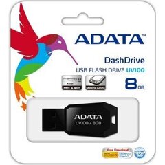 USB-mälupulk Adata UV100, 8 GB, USB 2.0, must цена и информация | USB накопители | kaup24.ee