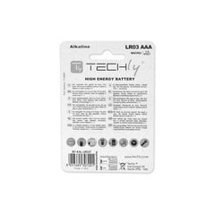 Techly Alkaline AAA LR03 1.5V 4шт. цена и информация | Батареи | kaup24.ee