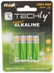 Techly Alkaline AAA LR03 1.5V 4шт. цена и информация | Батареи | kaup24.ee