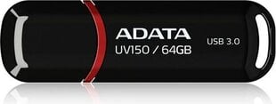 Flashdrive Adata DashDrive UV150 64 GB USB3 90/20MBs, Black цена и информация | USB накопители | kaup24.ee