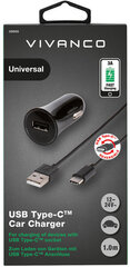 Vivanco autolaadija USB-C 3A 1m, must (38669) hind ja info | Mobiiltelefonide laadijad | kaup24.ee