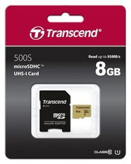 TRANSCEND GOLD 500S MICROSD W/ADP (V30) R95/W60 8GB цена и информация | Карты памяти | kaup24.ee