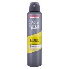 <p>Дезодорант-спрей Dove Mens Sport Active + Fresh (250 ml) - эксклюзивный качественный продукт по уходу за телом. Если Вы ищете лучшие товары для личной гигиены, продукты Dove на 100 % оригинальные, и это как раз то, что Вам нужно.</p><br><ul><li>Мощность: 250 ml</li><li>Пол: Унисекс</li><li>Тип: Гигиена</li><li>Длительность: 48 часов</li><li>Свойства: <ul><li>Увлажняющее</li><li>Антиперспирант</li><li>Neutralises unpleasant odours</li><li>Освежающий</li></ul></li></ul> цена и информация | Парфюмированная косметика для женщин | kaup24.ee