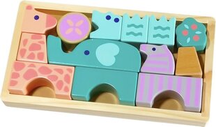 Ecotoys деревянные кубики-пазлы, животные цена и информация | Игрушки для малышей | kaup24.ee