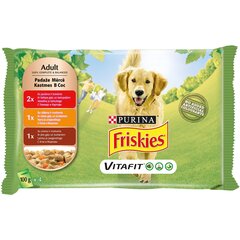 Friskies koeraeine kana/loom 4 x 100 g hind ja info | Konservid koertele | kaup24.ee