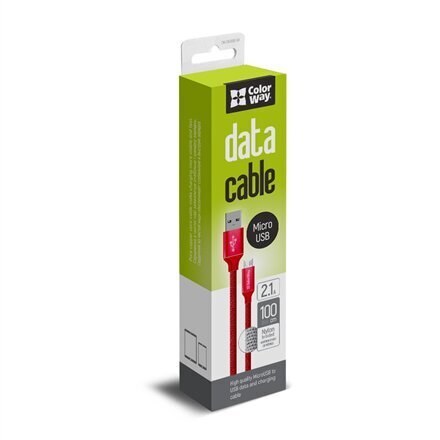 ColorWay USB Charging cable Red, 1 m цена и информация | Mobiiltelefonide kaablid | kaup24.ee