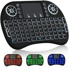 RoGer Q8 Wireless Mini Keyboard For PC / PS3 / XBOX 360 / Smart TV / Android + TouchPad Black (With RGB Backlight) hind ja info | Klaviatuurid | kaup24.ee