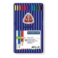 Värvipliiatsid 12v Ergosoft kolmetahulised A·B·S plast pinalis, Staedtler /10 цена и информация | Принадлежности для рисования, лепки | kaup24.ee