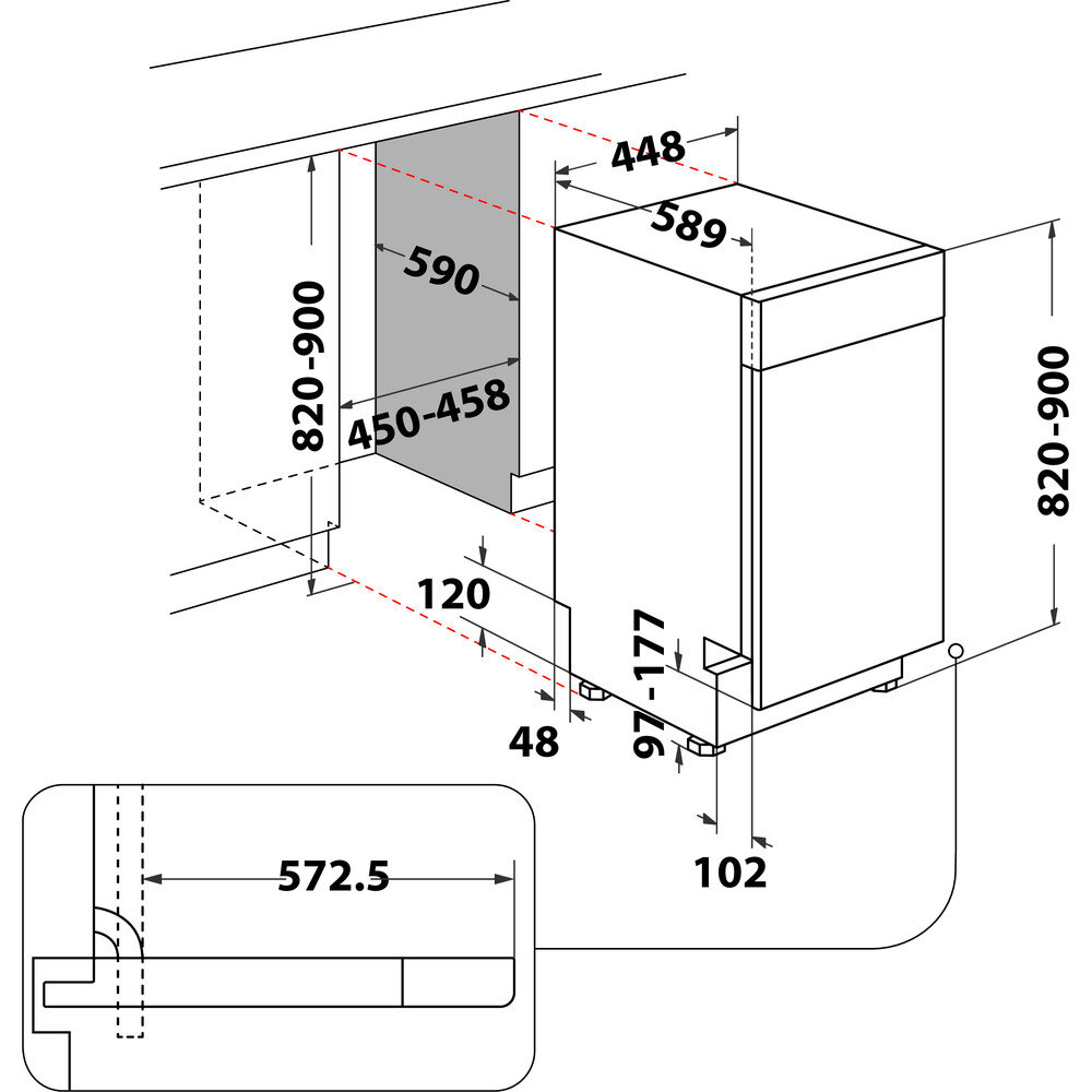 Integreeritav nõudepesumasin Whirlpool WSUE2B19, laius 45cm valge uks цена и информация | Nõudepesumasinad | kaup24.ee