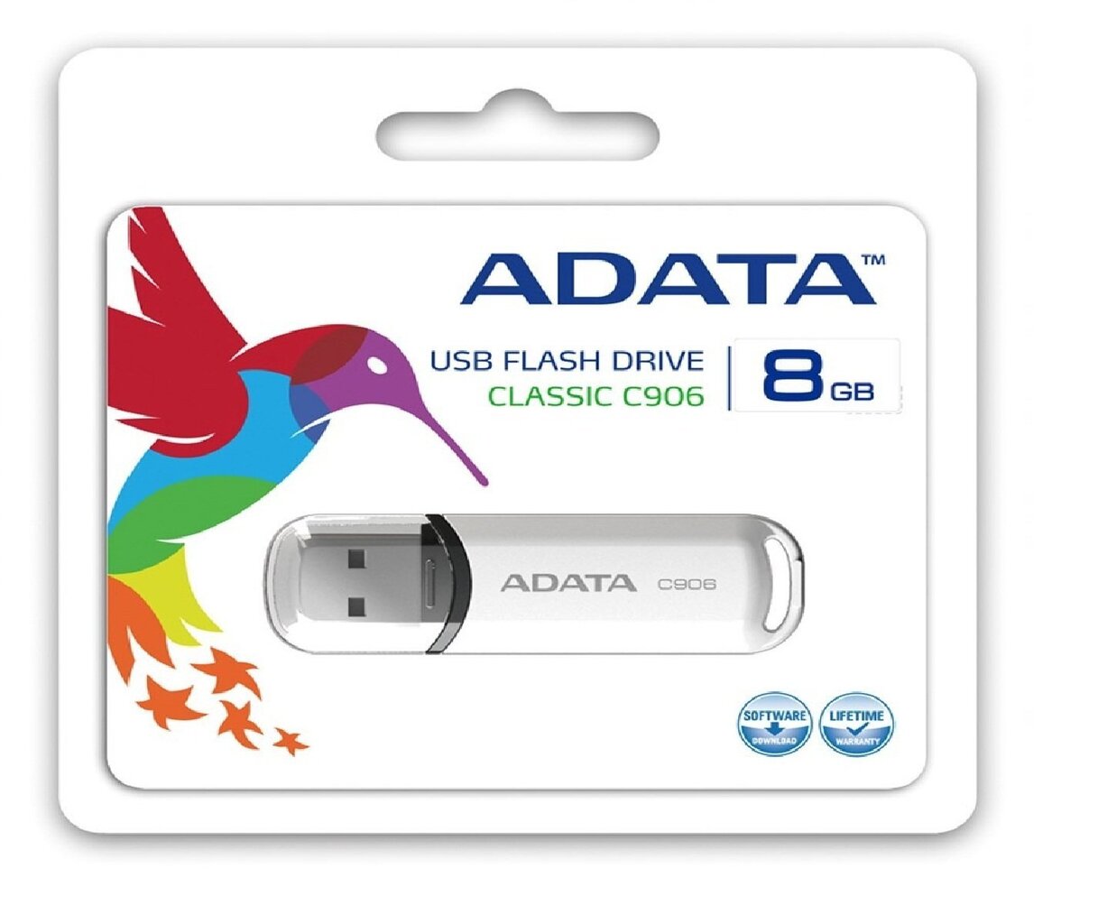 Mälupulk A-data C906 8GB, USB 2.0, valge цена и информация | Mälupulgad | kaup24.ee