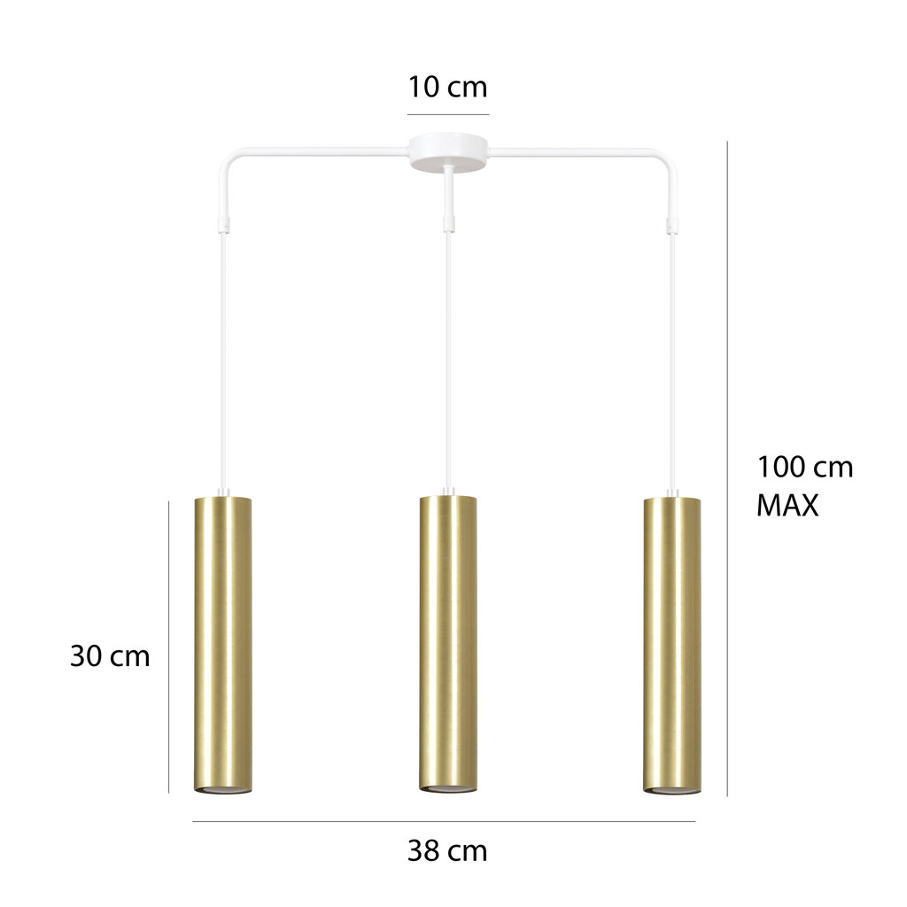 Emibig rippvalgusti Goldi 3 White/Gold hind ja info | Rippvalgustid | kaup24.ee