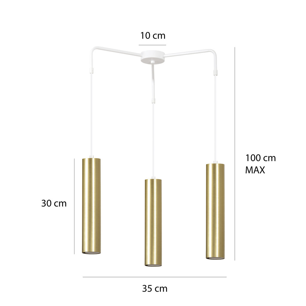 Emibig rippvalgusti Goldi Premium 3 White/Gold hind ja info | Rippvalgustid | kaup24.ee