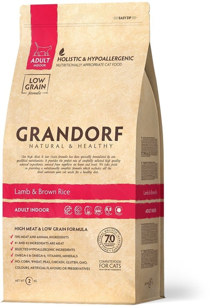 Grandorf Lambaliha ja pruun riis - kodus elavatele kassidele, 400 g hind ja info | Kuivtoit kassidele | kaup24.ee