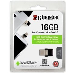 Mälupulk Kingston DT microDuo 16 GB, microUSB, USB 3.0 цена и информация | USB накопители данных | kaup24.ee