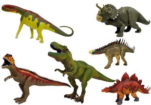 Stegosauruse ja teiste dinosauruste kujukeste komplekt, 6 tk. цена и информация | Игрушки для мальчиков | kaup24.ee