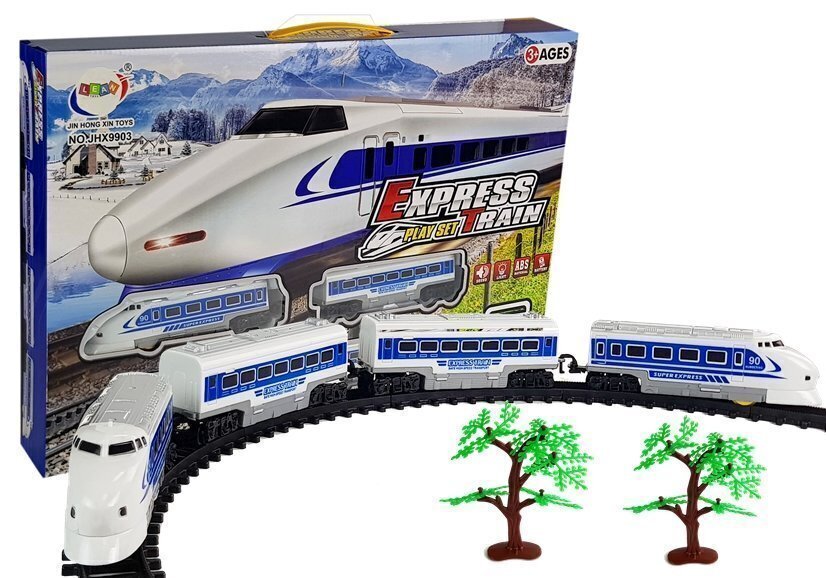 Rong rööbastega „Express Train“, tulede ja helidega hind ja info | Poiste mänguasjad | kaup24.ee