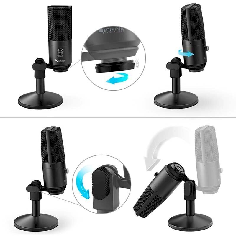 Fifine K670B mikrofon mängude / taskuhäälingusaadete / voogesituste jaoks must + hoidik цена и информация | Mikrofonid | kaup24.ee