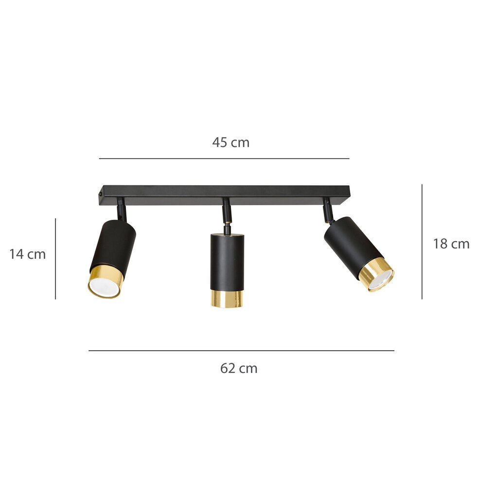 Emibig laelamp Hiro 3 Black-Gold hind ja info | Laelambid | kaup24.ee