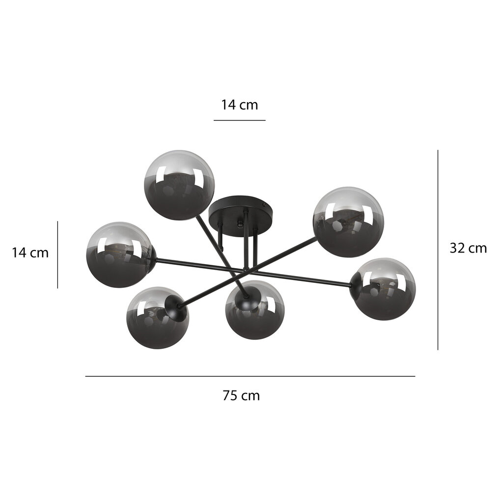 Emibig laevalgusti Brendi 6B Black/Graphite цена и информация | Laelambid | kaup24.ee