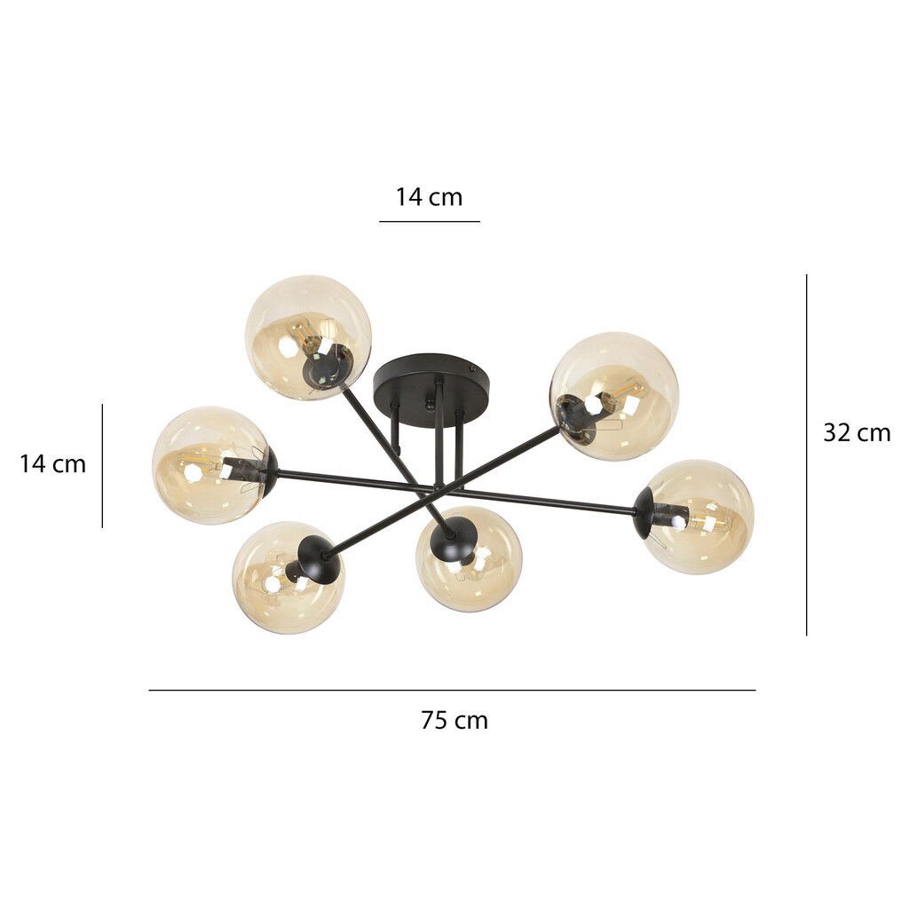 Emibig laelamp Brendi 6B Black/Honey hind ja info | Laelambid | kaup24.ee