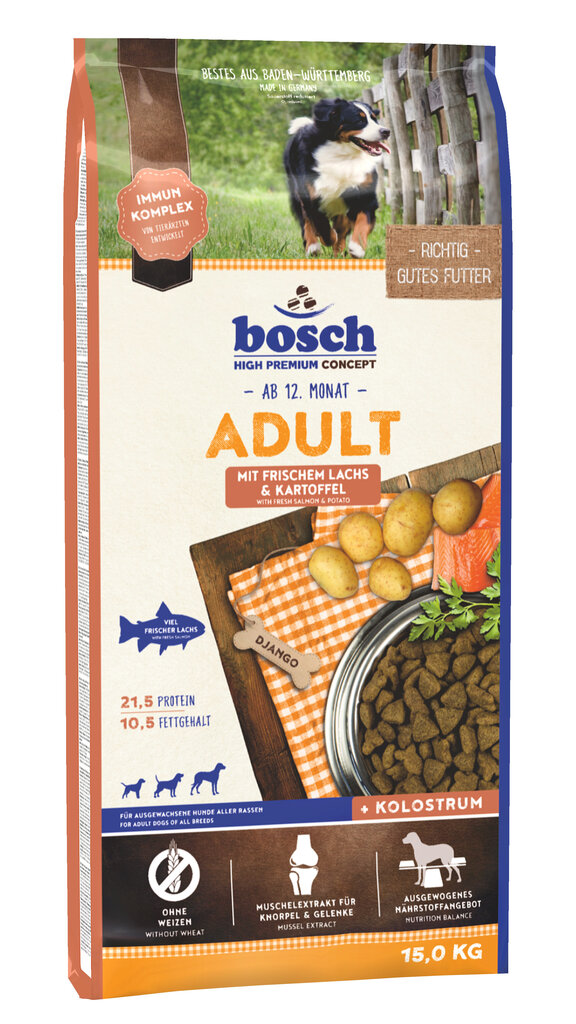 Kuivtoit koertele Bosch Adult Salmon & Potato (High Premium) 15kg hind ja info | Kuivtoit koertele | kaup24.ee