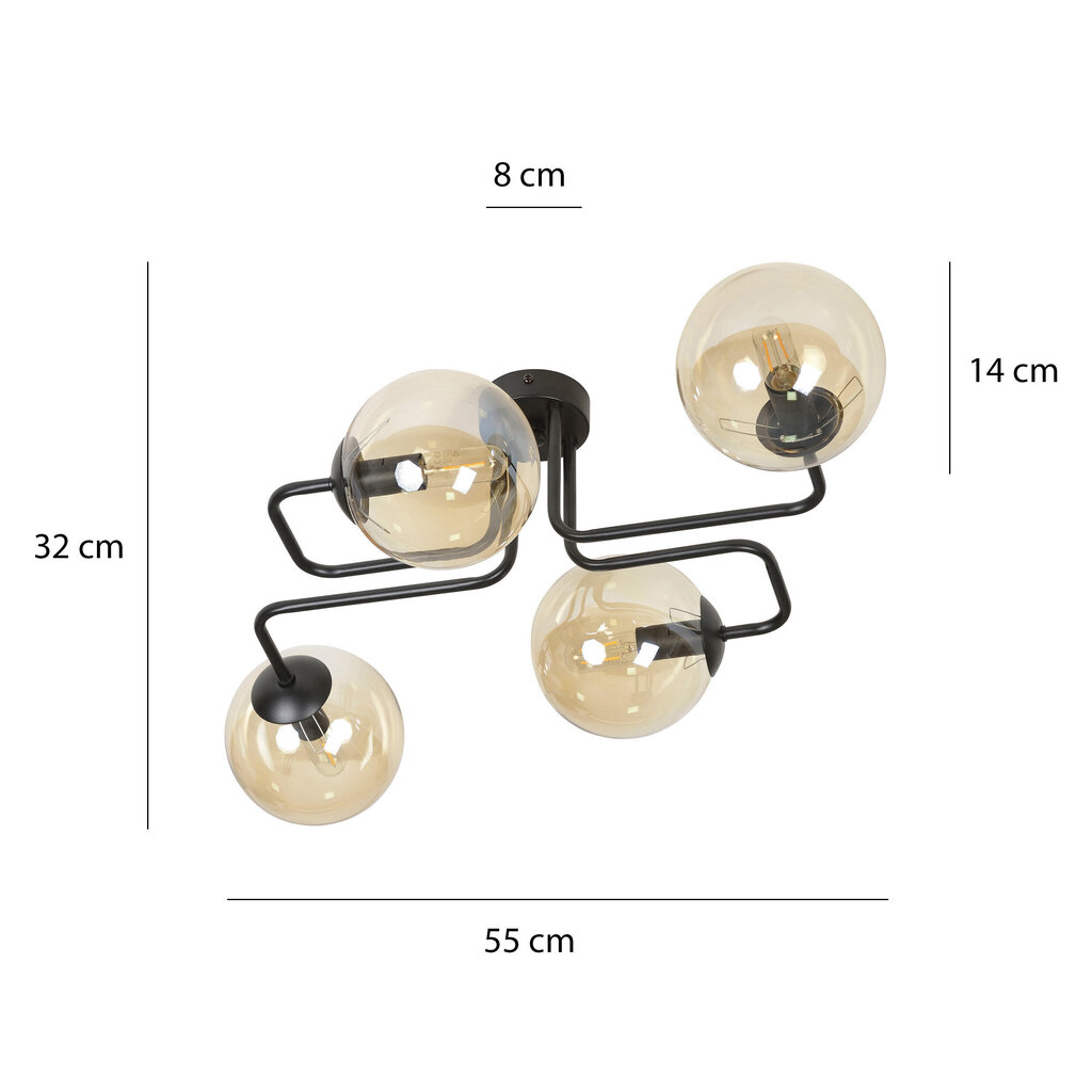 Emibig laevalgusti Brendi 4 Black/Honey цена и информация | Laelambid | kaup24.ee