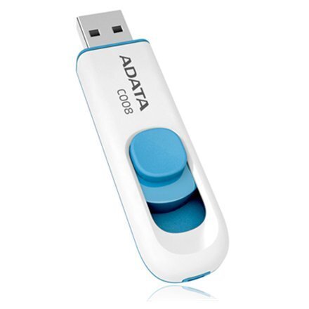 Mälupulk A-data C008 16GB, USB 2.0, valge/sinine цена и информация | Mälupulgad | kaup24.ee