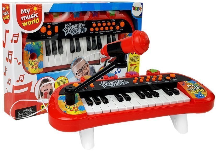 Klaver mikrofoniga, 24 klahvi, punane hind ja info | Arendavad mänguasjad | kaup24.ee