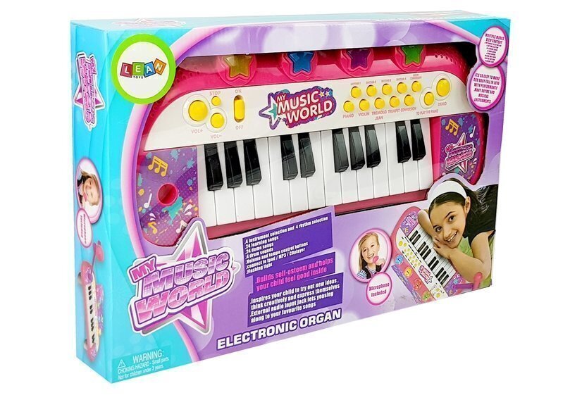 Klaver mikrofoniga, 24 klahvi, roosa hind ja info | Arendavad mänguasjad | kaup24.ee