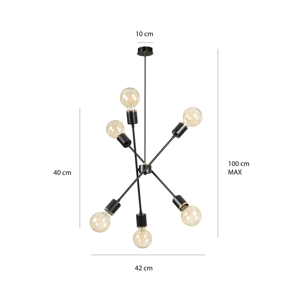 Emibig rippvalgusti Vendero 6 Black hind ja info | Rippvalgustid | kaup24.ee