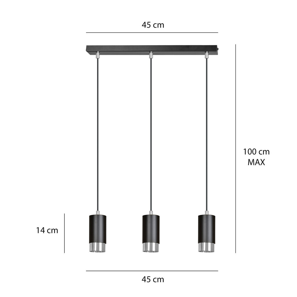 Emibig lamp Fumiko 3 Black Chrome цена и информация | Rippvalgustid | kaup24.ee