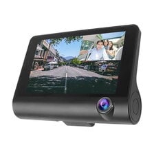 Авто видео регистратор Riff Full HD DVR G-Sensor c 3 камерами и заднего вида LCD 4'', черный цена и информация | Видеорегистраторы | kaup24.ee