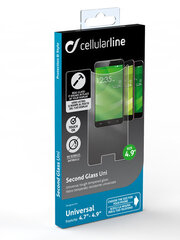 Универсальная защитная пленка для экрана смартфона 4.7-4.9 Cellularline TEMPGLASBUNI49 цена и информация | Ekraani kaitsekiled | kaup24.ee