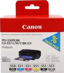 CANON PGI-550/CLI-551 PGBK/C/M/Y/BK/GY M цена и информация | Картриджи для струйных принтеров | kaup24.ee