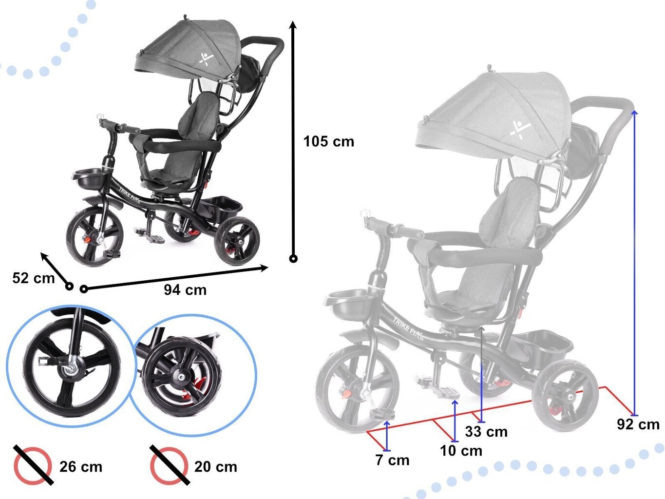 Kolmerattaline Trike Fix Lite 2 in 1, hall hind ja info | Kolmerattalised jalgrattad | kaup24.ee