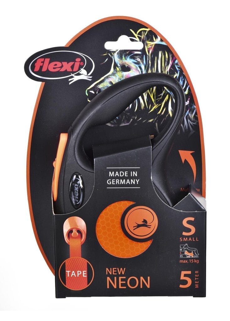 Flexi automaatne rihm New Comfort S, oranž, 5 m hind ja info | Koerte jalutusrihmad | kaup24.ee