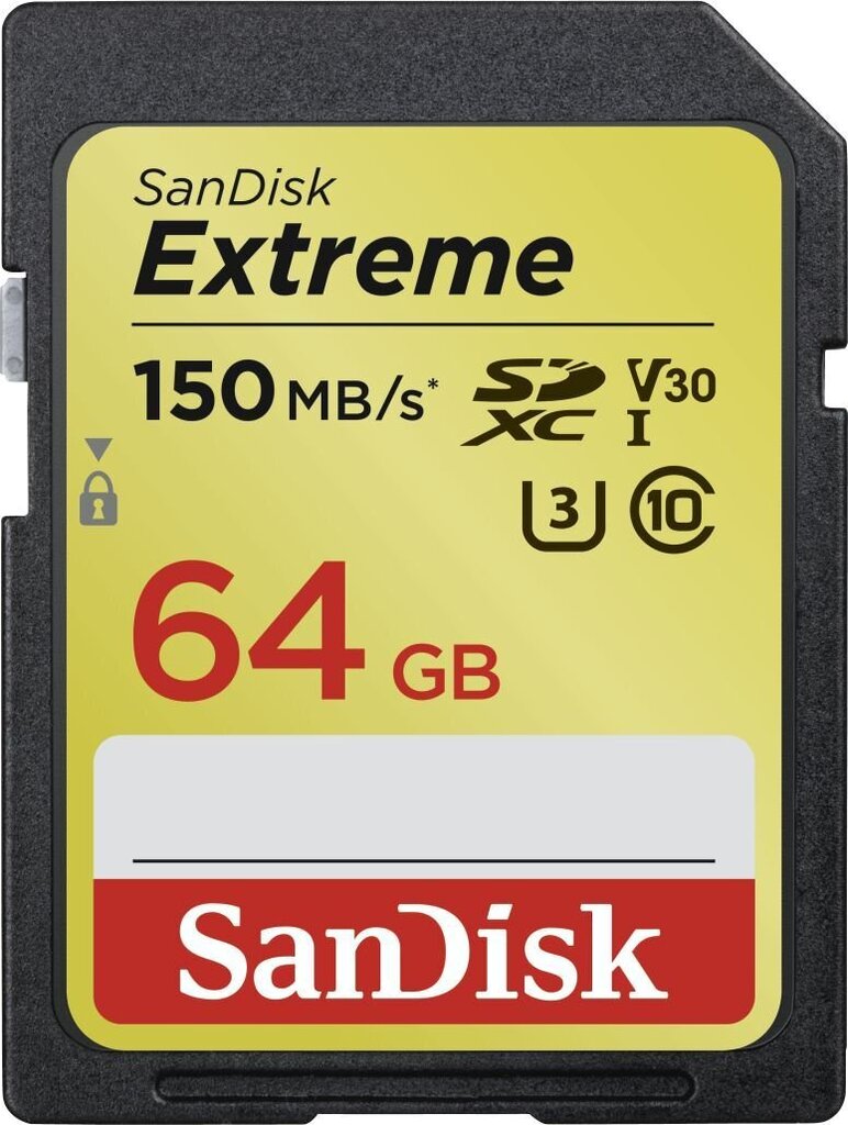 Mälupulk SANDISK Extreme SDXC Card 64GB 150MB/s цена и информация | Fotoaparaatide mälukaardid | kaup24.ee