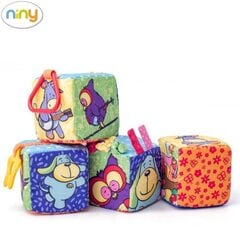 Niny 700020 Soft Educational & Activity cubes with rattles (4 pcs) for kids 0+ years (1pcs. 9x9cm) hind ja info | Tüdrukute mänguasjad | kaup24.ee