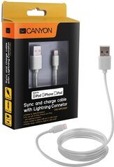 Canyon CNS-MFICAB01W, Lightning/USB-A, 1 m цена и информация | Кабели и провода | kaup24.ee