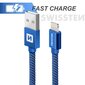 Swissten Textile Fast Charge 3A Lighthing (MD818ZM/A) Data and Charging Cable 2m Blue hind ja info | Kaablid ja juhtmed | kaup24.ee