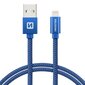 Swissten Textile Fast Charge 3A Lighthing (MD818ZM/A) Data and Charging Cable 2m Blue цена и информация | Kaablid ja juhtmed | kaup24.ee